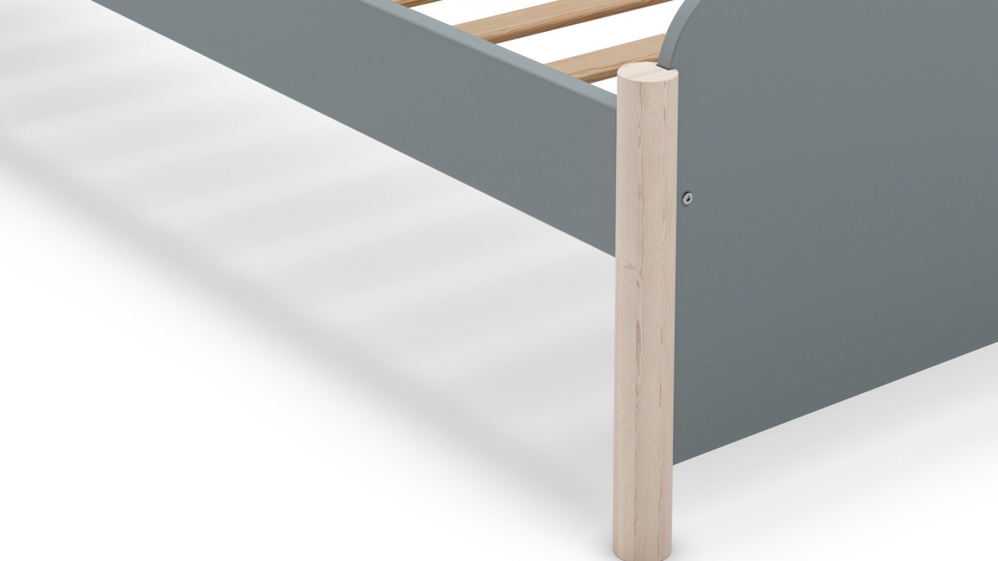 Lit enfant 90x190 cm avec tête de lit en bois vert kaki - Bastien