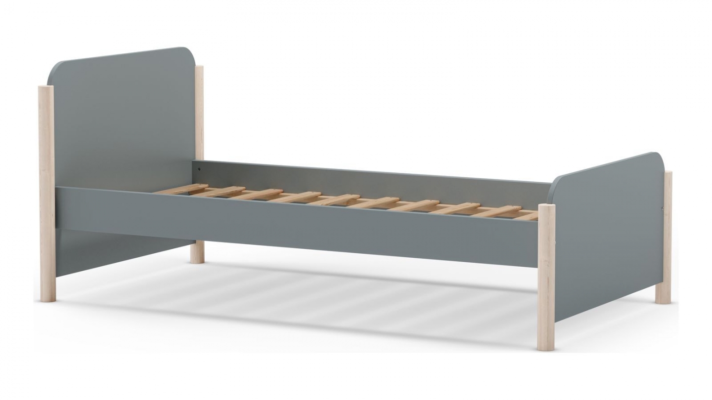 Lit enfant 90x190 cm avec tête de lit en bois vert kaki - Bastien
