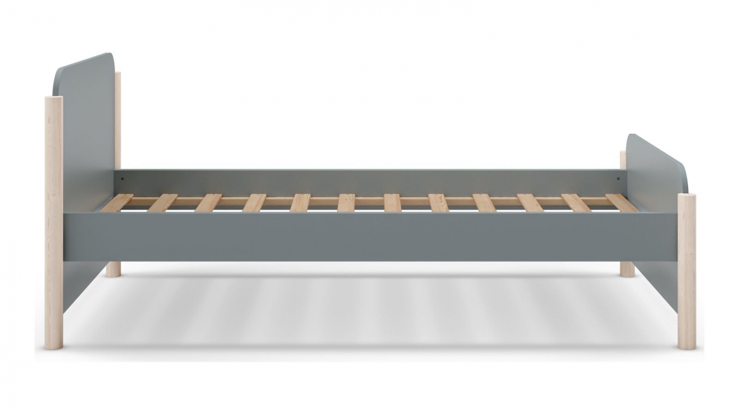 Lit enfant 90x190 cm avec tête de lit en bois vert kaki - Bastien