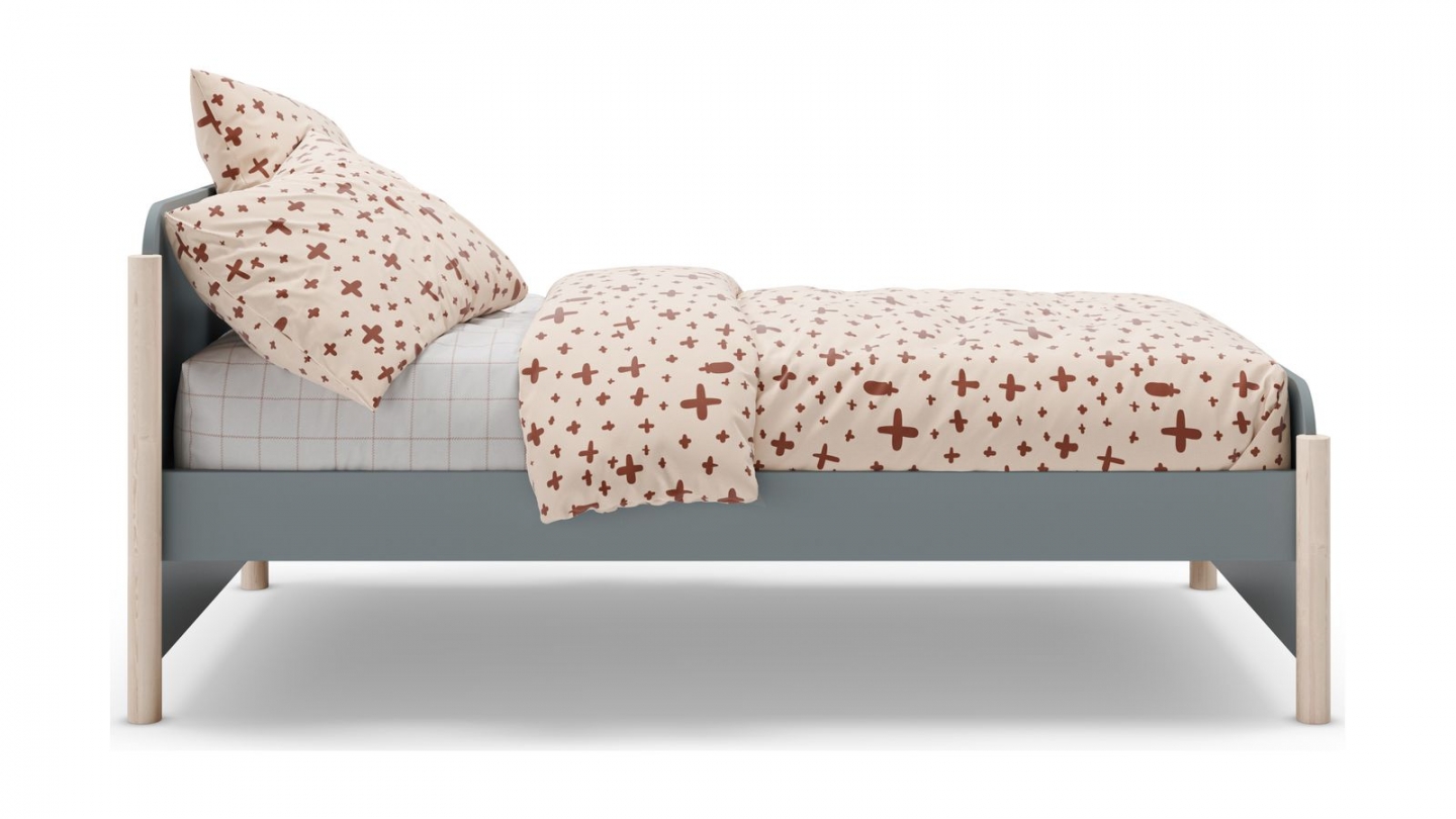 Lit enfant 90x190 cm avec tête de lit en bois vert kaki - Bastien