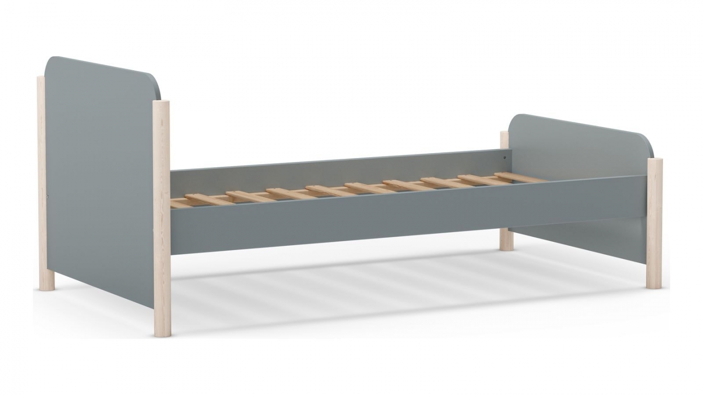 Lit enfant 90x190 cm avec tête de lit en bois vert kaki - Bastien