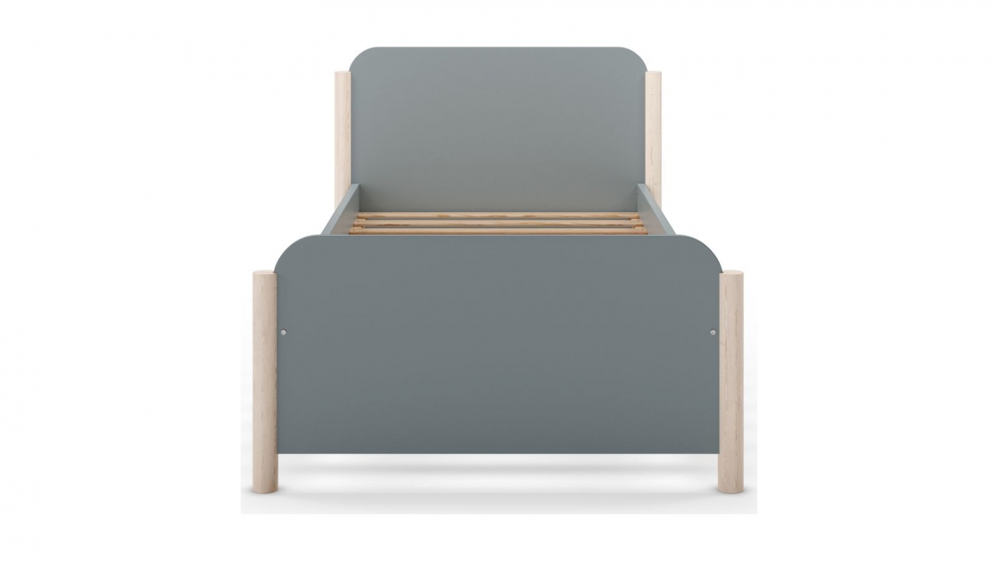 Lit enfant 90x190 cm avec tête de lit en bois vert kaki - Bastien