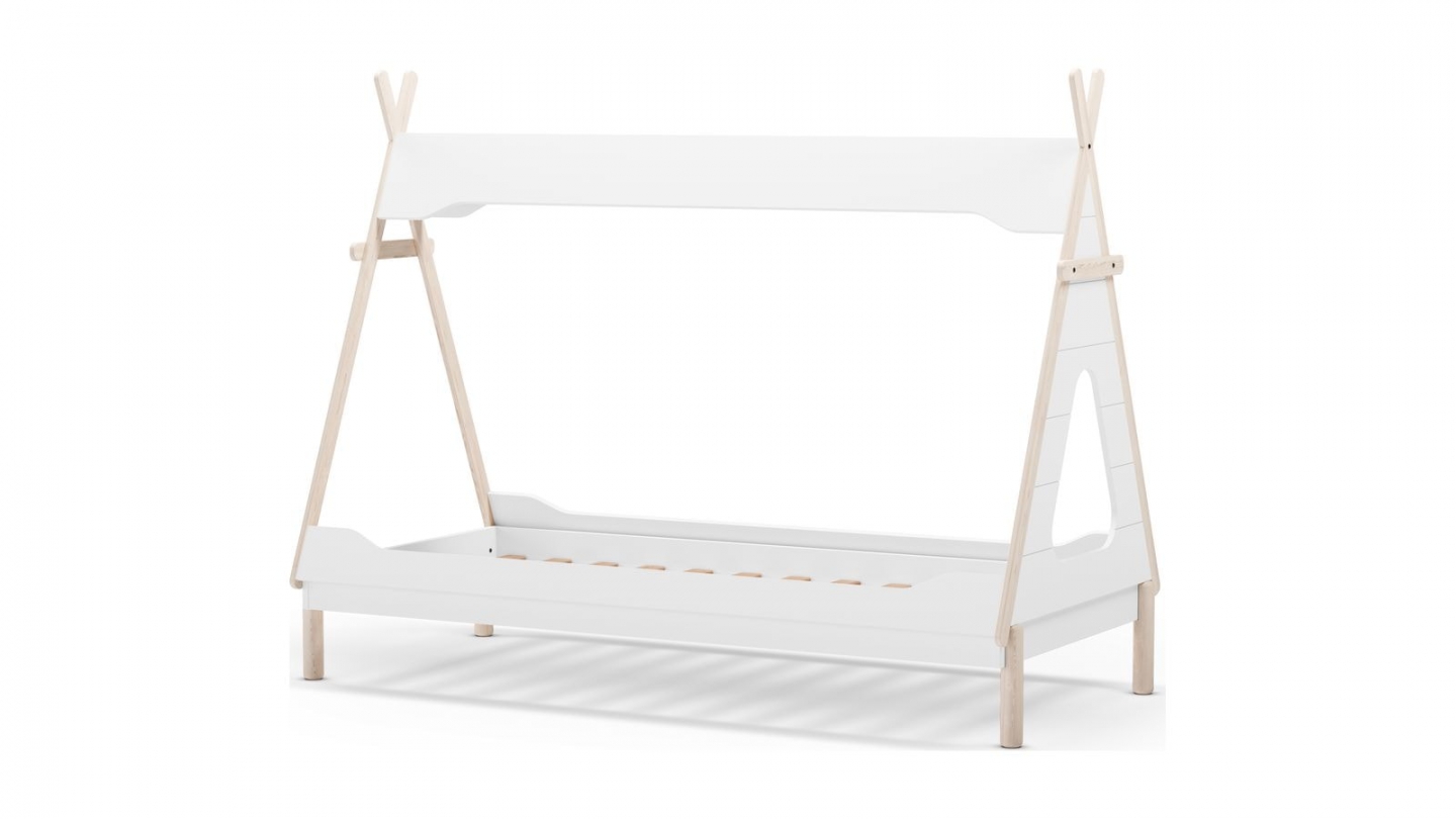 Lit tipi enfant 90x190 cm en bois blanc - Totem