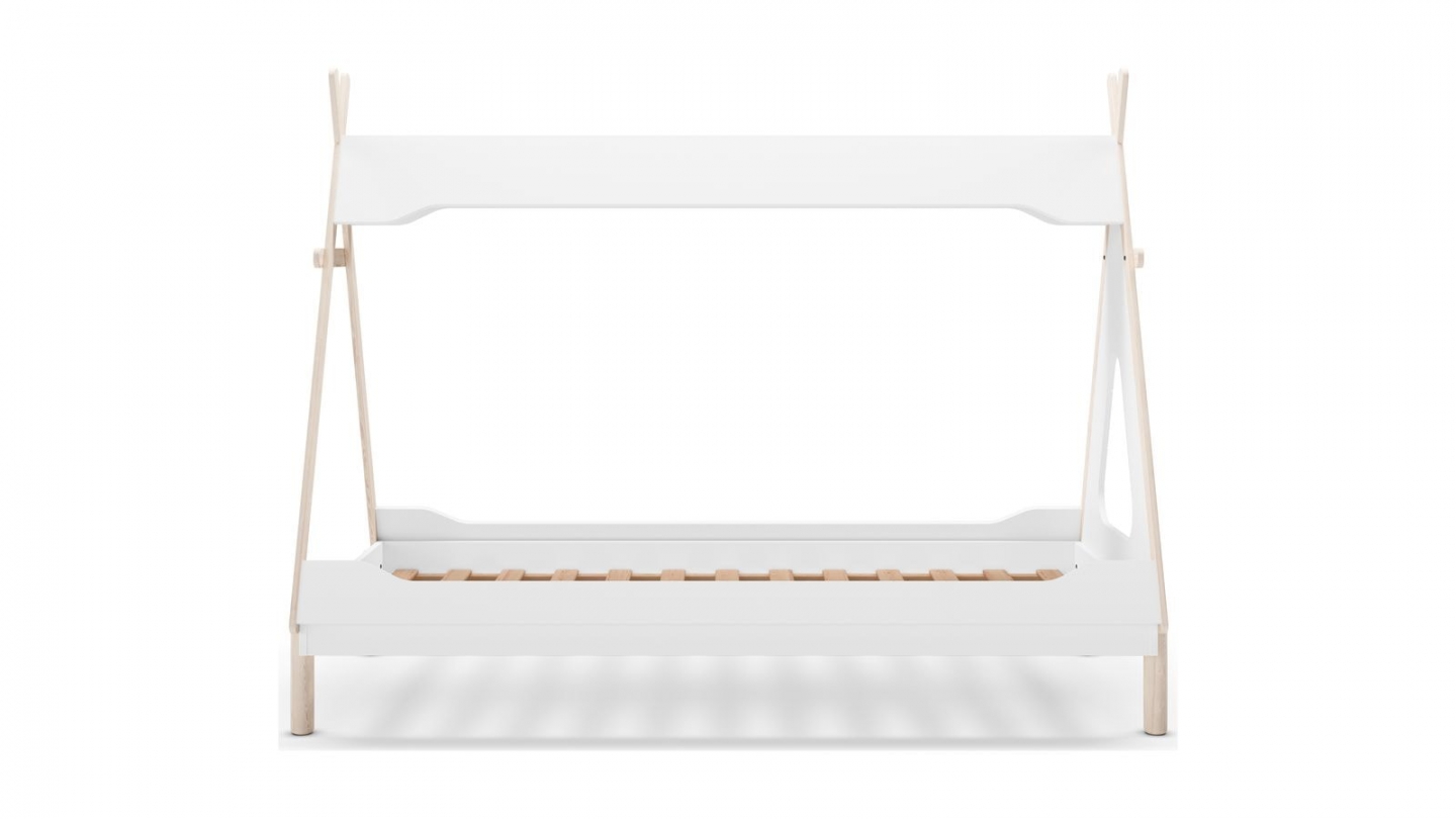 Lit tipi enfant 90x190 cm en bois blanc - Totem