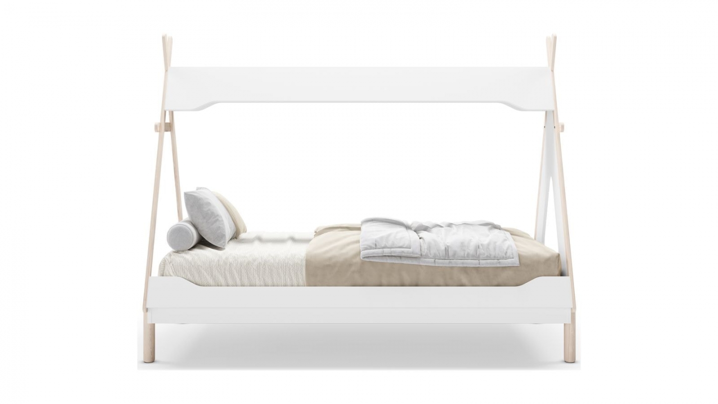 Lit tipi enfant 90x190 cm en bois blanc - Totem