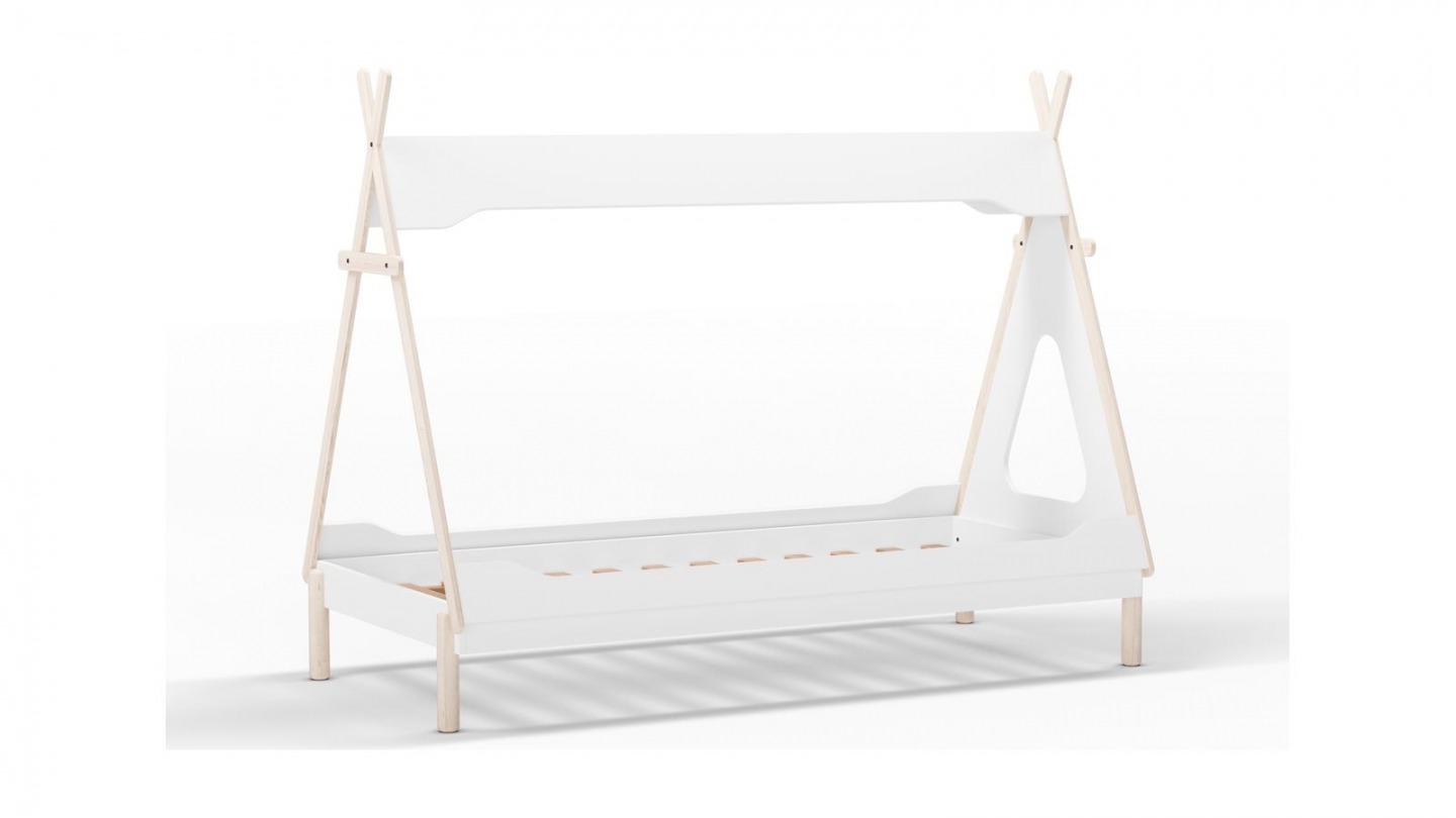 Lit tipi enfant 90x190 cm en bois blanc - Totem