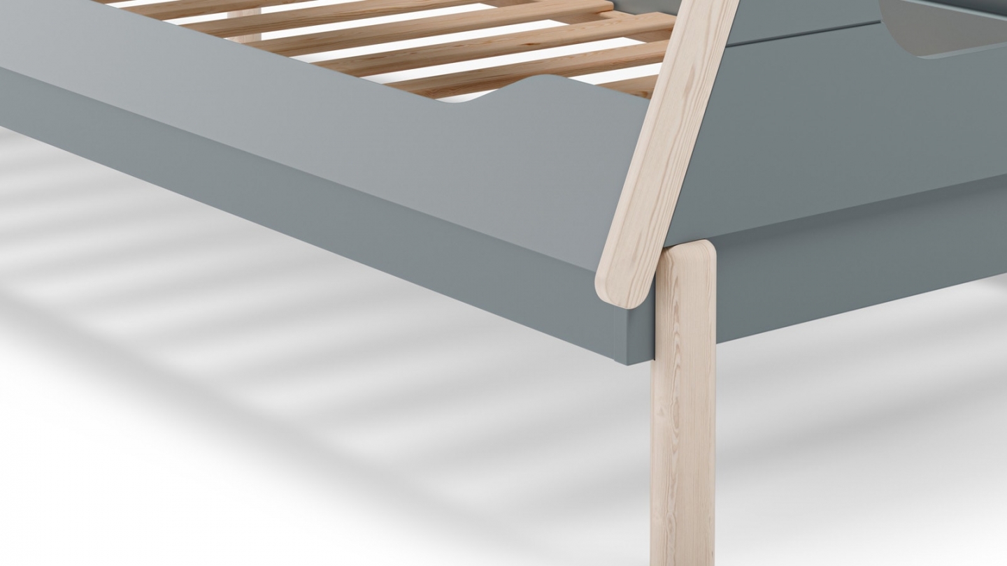 Lit tipi enfant 90x190 cm en bois vert kaki - Totem