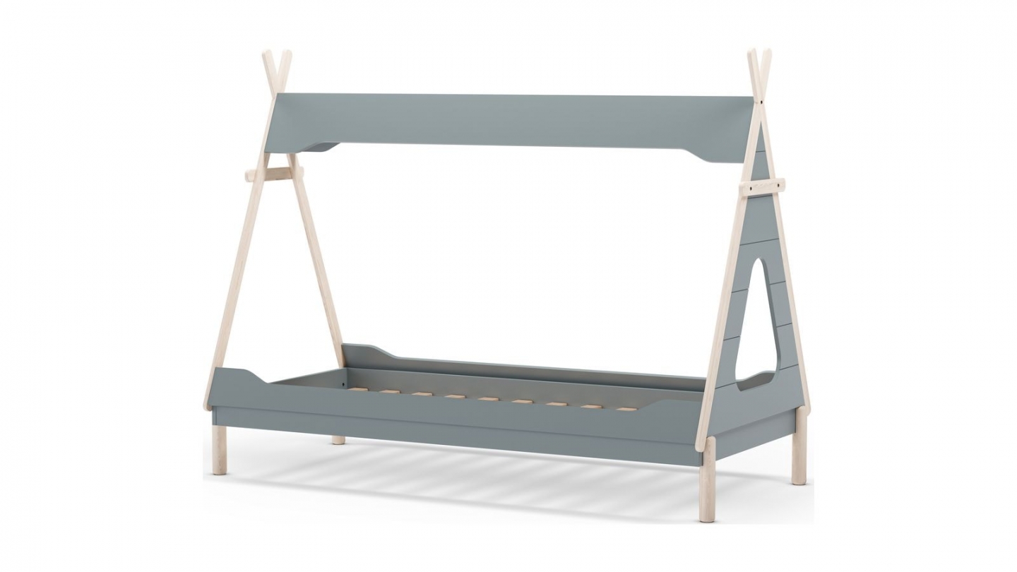 Lit tipi enfant 90x190 cm en bois vert kaki - Totem