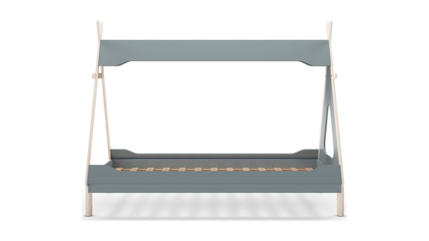 Lit tipi enfant 90x190 cm en bois vert kaki - Totem