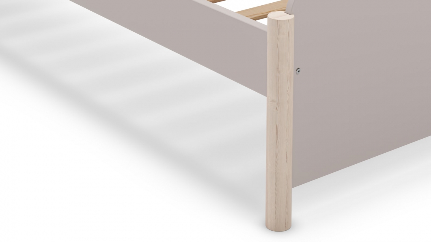 Lit enfant 90x190 cm avec tête de lit en bois beige - Bastien
