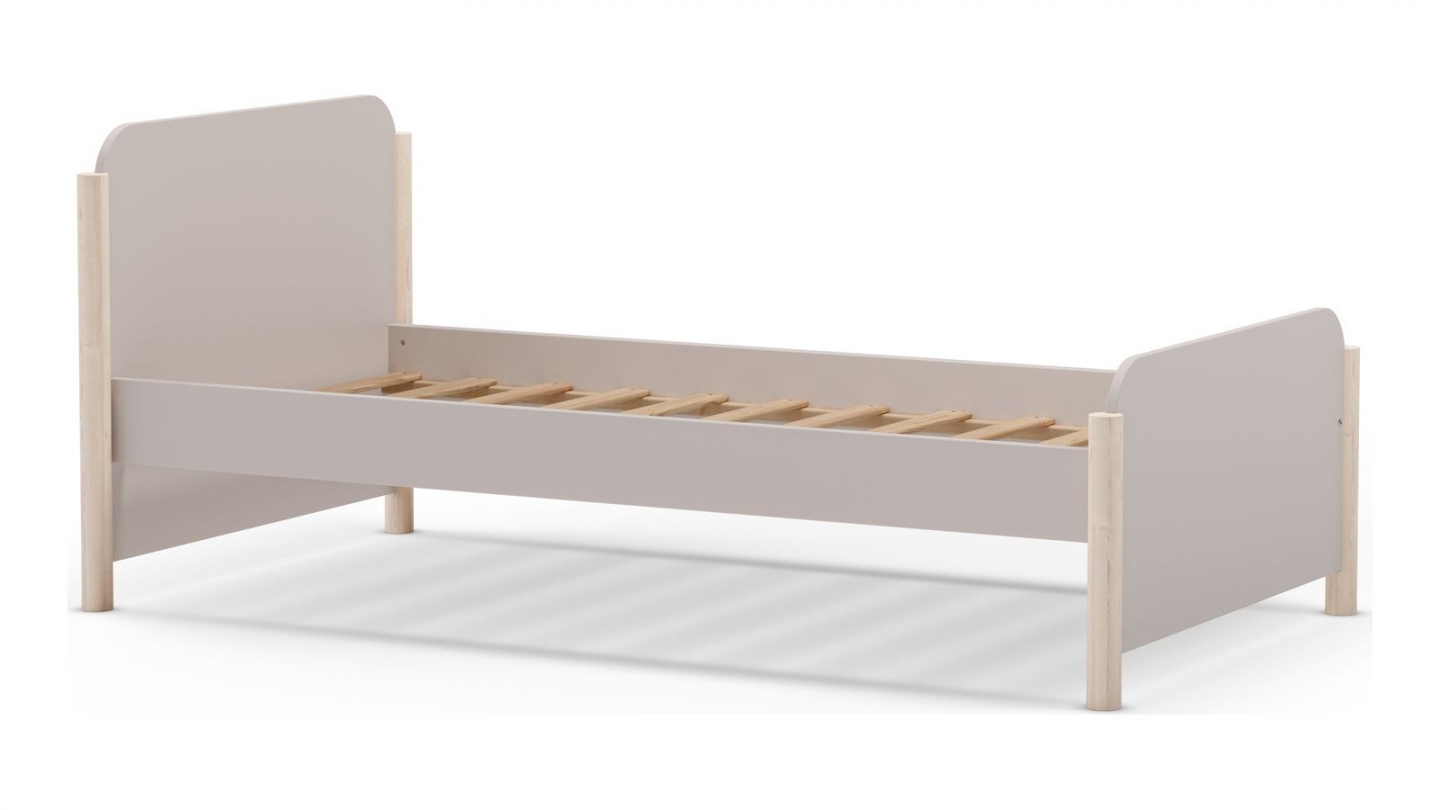 Lit enfant 90x190 cm avec tête de lit en bois beige - Bastien