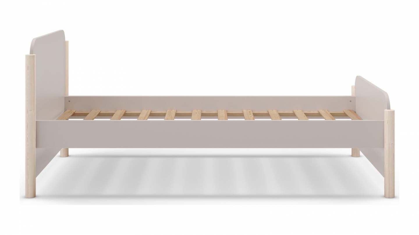 Lit enfant 90x190 cm avec tête de lit en bois beige - Bastien