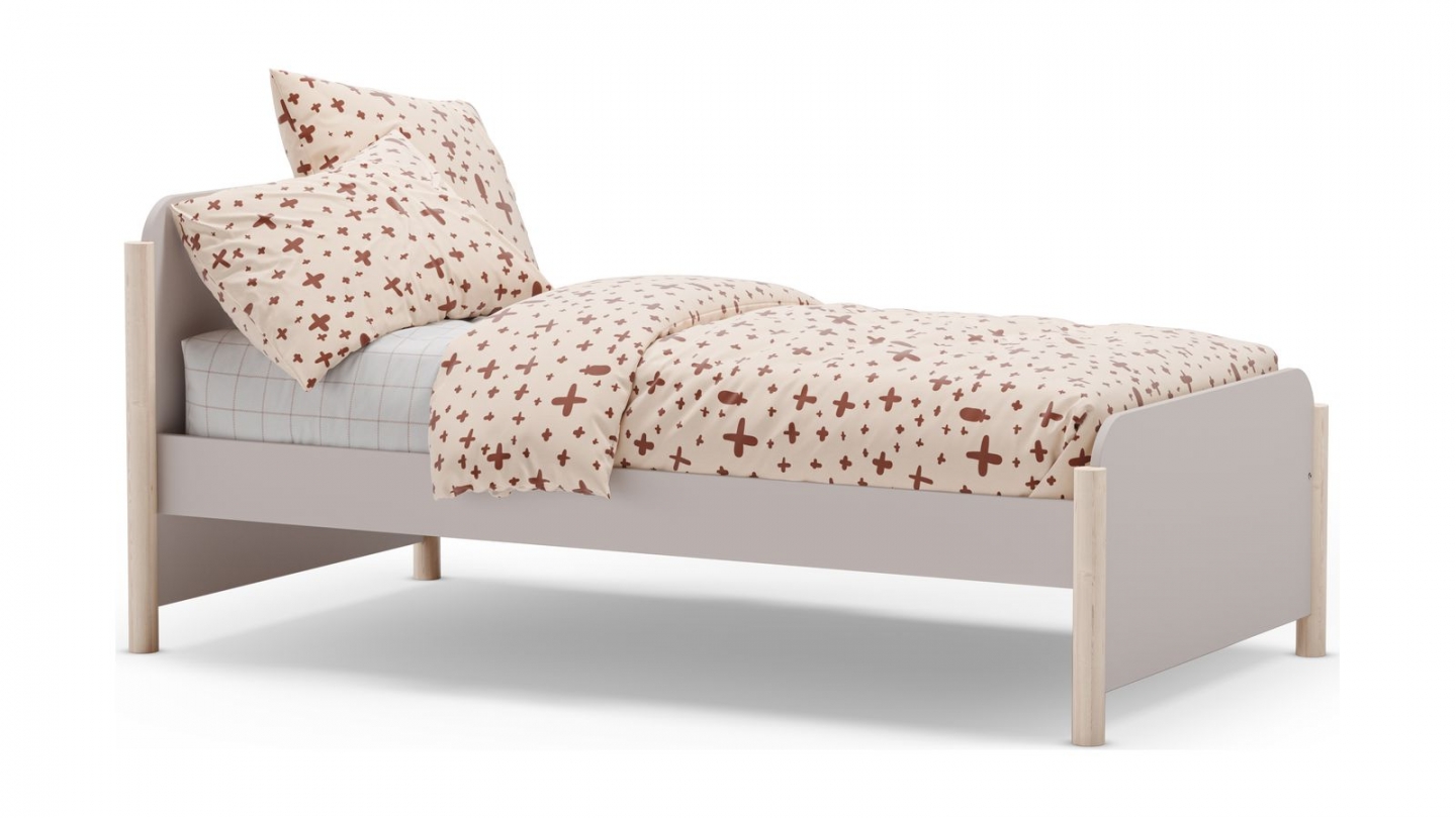 Lit enfant 90x190 cm avec tête de lit en bois beige - Bastien