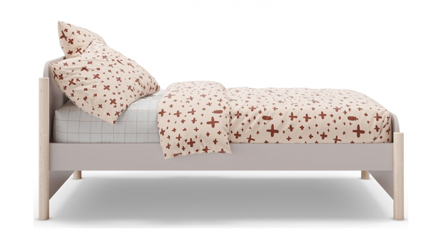 Lit enfant 90x190 cm avec tête de lit en bois beige - Bastien