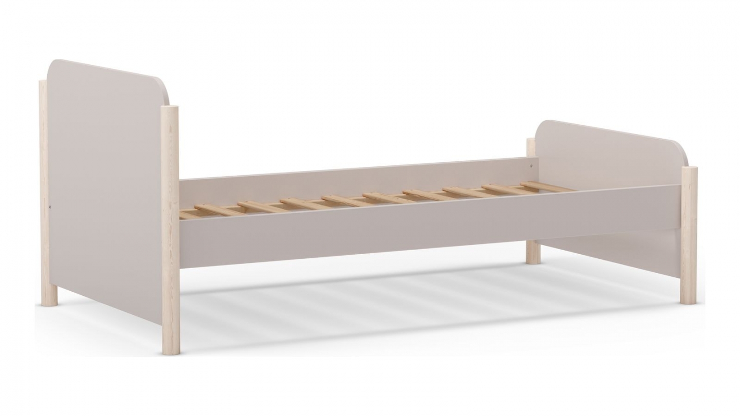 Lit enfant 90x190 cm avec tête de lit en bois beige - Bastien