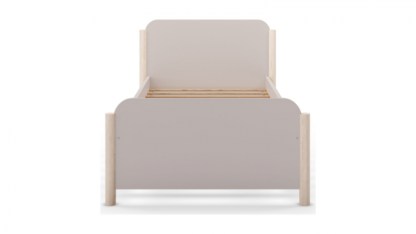 Lit enfant 90x190 cm avec tête de lit en bois beige - Bastien