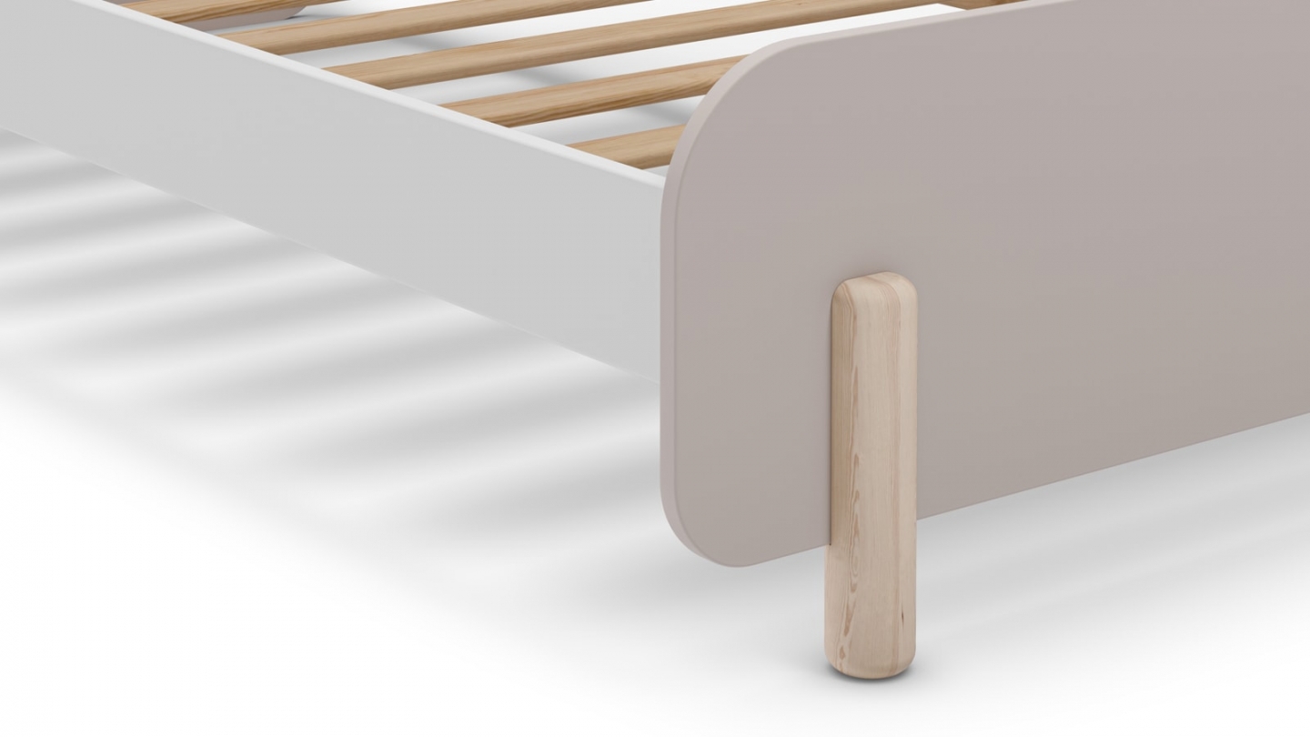 Lit enfant 90x190 cm avec tête de lit en bois beige - Totem