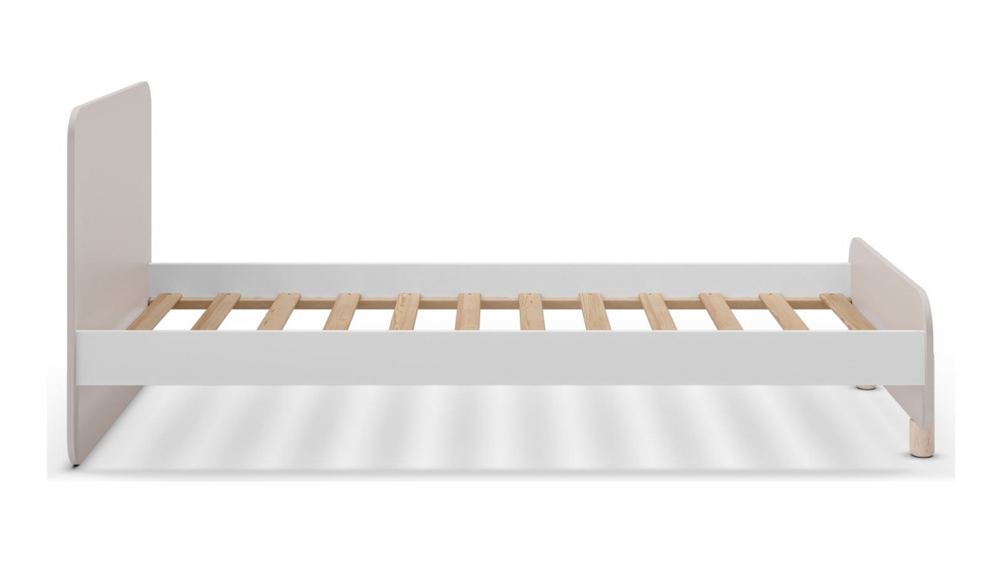 Lit enfant 90x190 cm avec tête de lit en bois beige - Totem