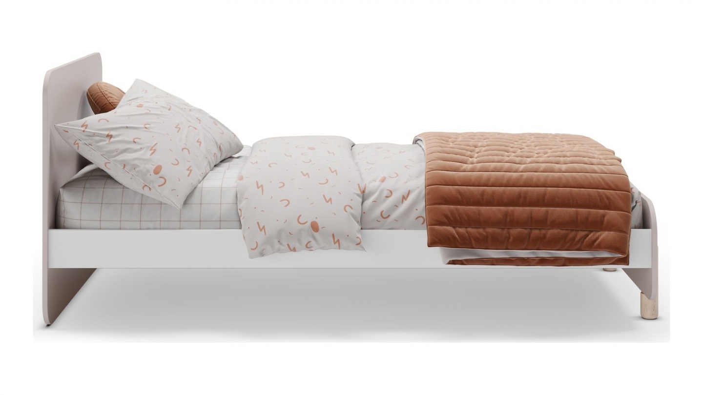 Lit enfant 90x190 cm avec tête de lit en bois beige - Totem