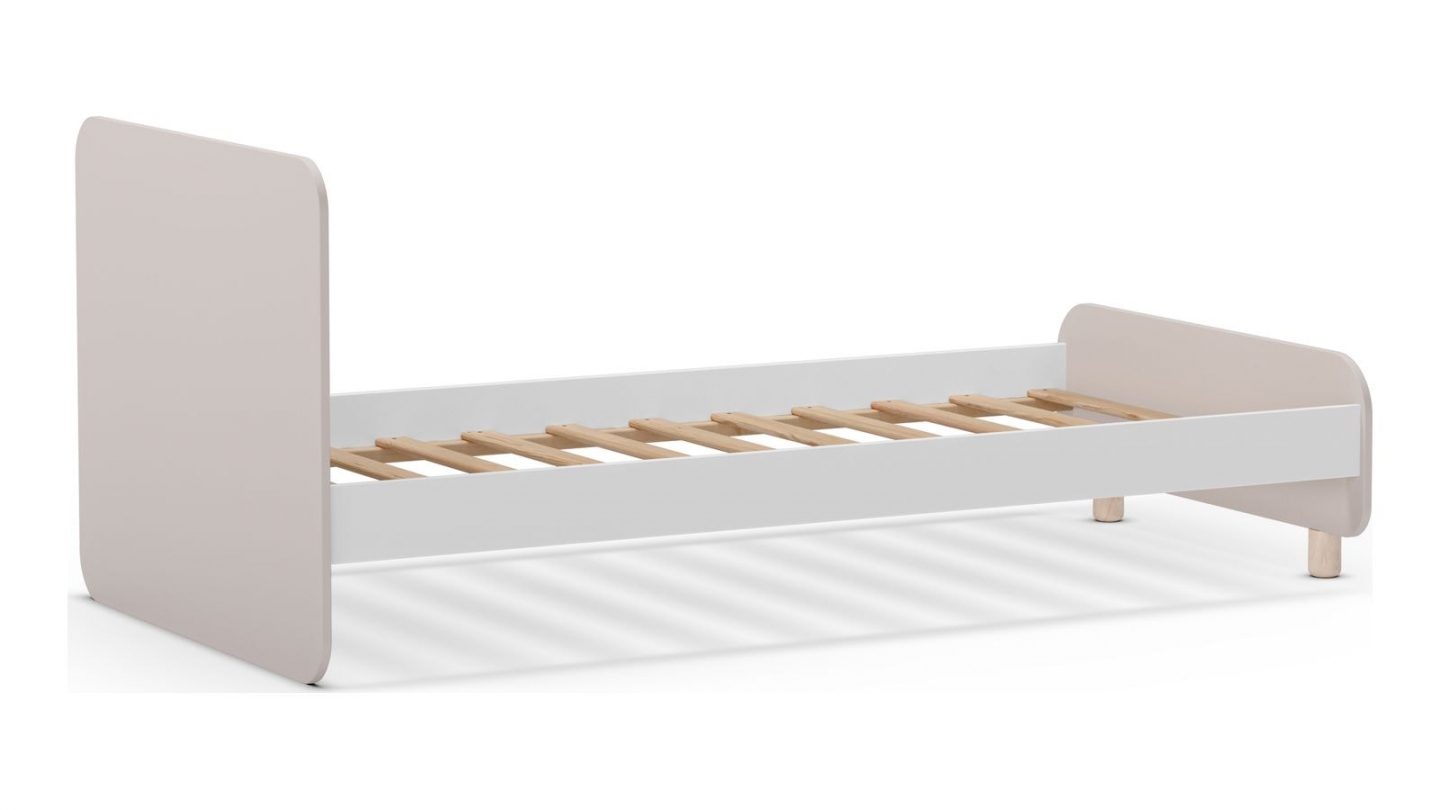 Lit enfant 90x190 cm avec tête de lit en bois beige - Totem