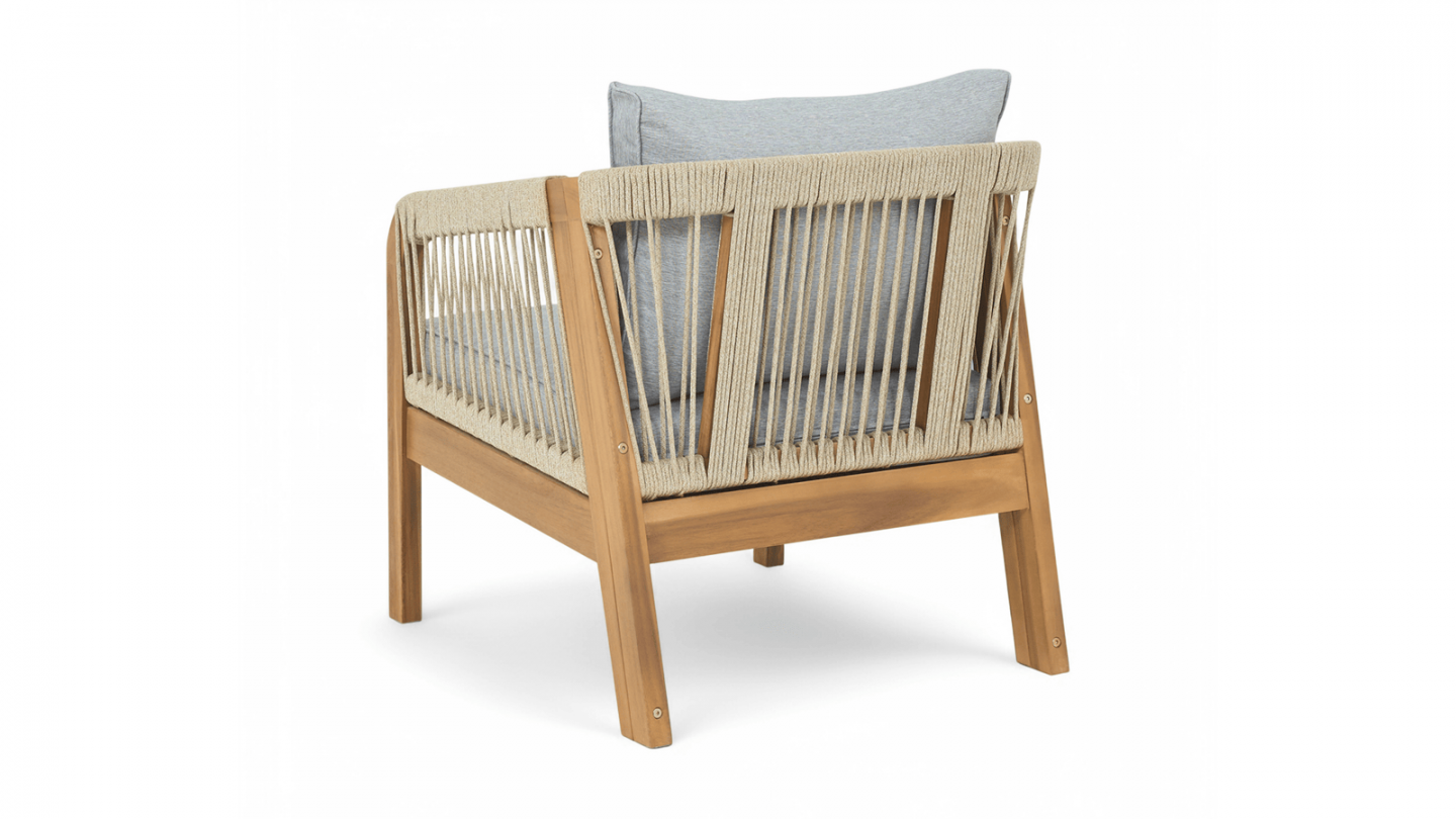 Lot de 2 fauteuils de jardin en bois FSC - coussins gris chiné - Symi