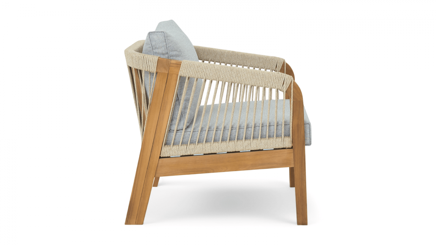 Lot de 2 fauteuils de jardin en bois FSC - coussins gris chiné - Symi