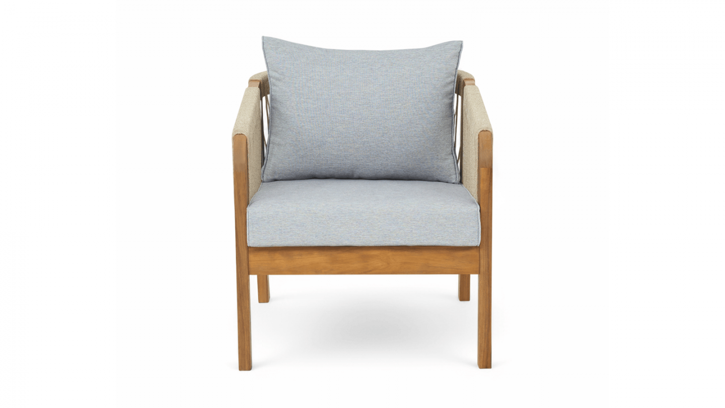 Lot de 2 fauteuils de jardin en bois FSC - coussins gris chiné - Symi