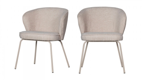 Lot de 2 chaises de salle à manger en tissu beige - Admit