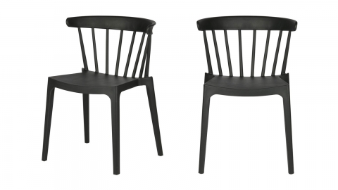 Lot de 2 chaises de jardin en résine noir - Bliss