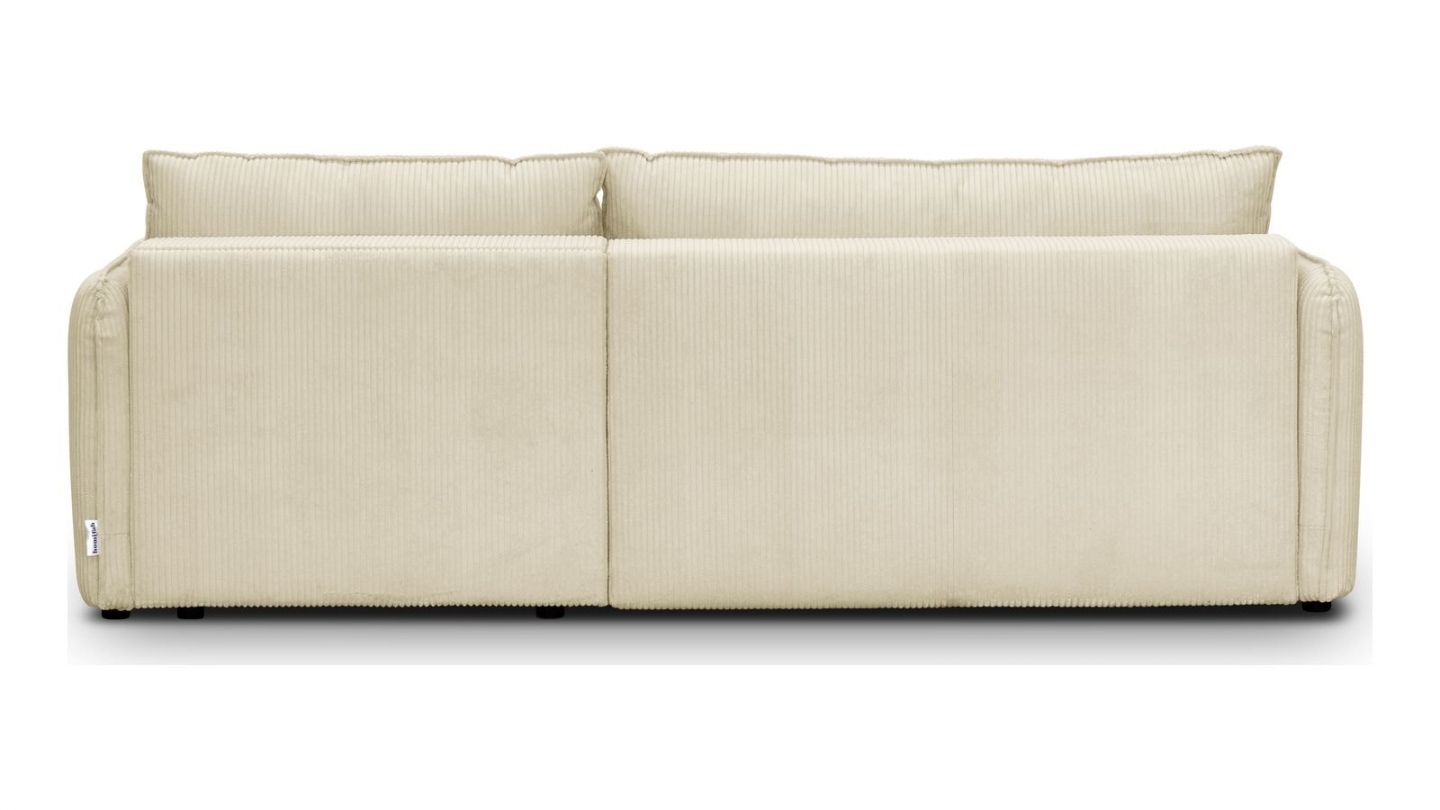 Canapé d'angle convertible réversible 3 places en velours côtelé beige - Baya