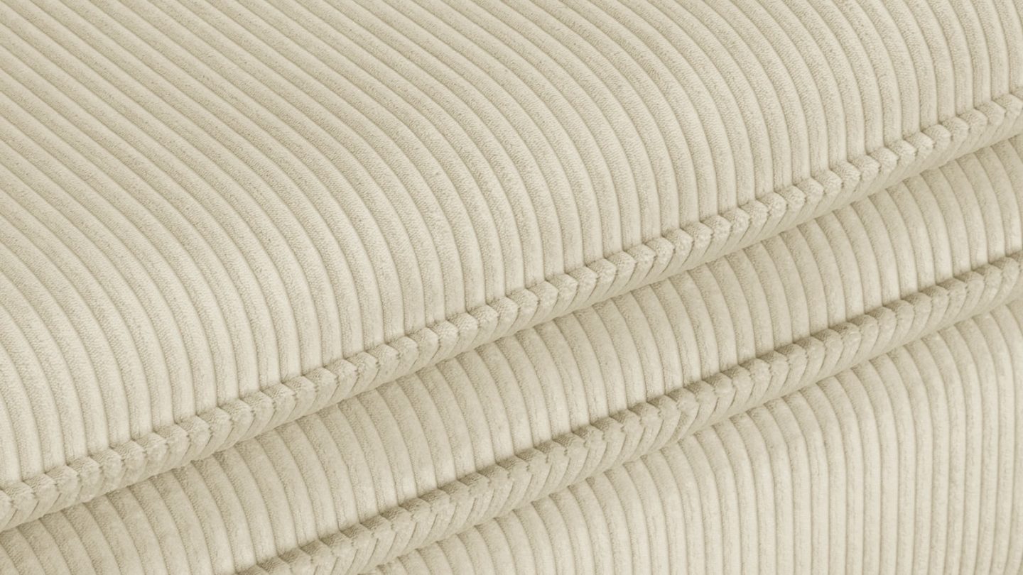 Canapé d'angle convertible réversible 3 places en velours côtelé beige - Baya