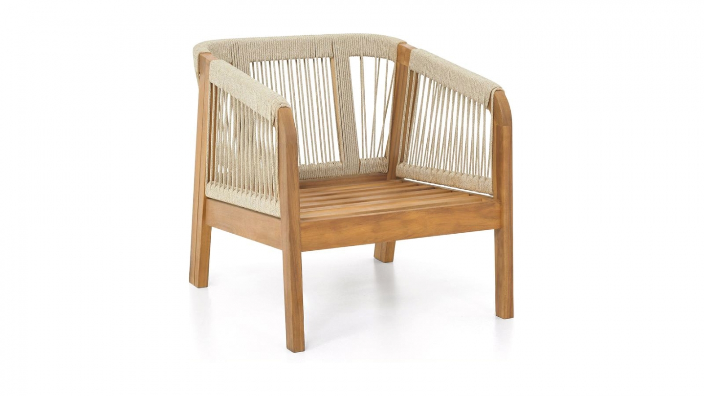 Salon de jardin 4 places en bois FSC - 4 fauteuils et table basse - Symi