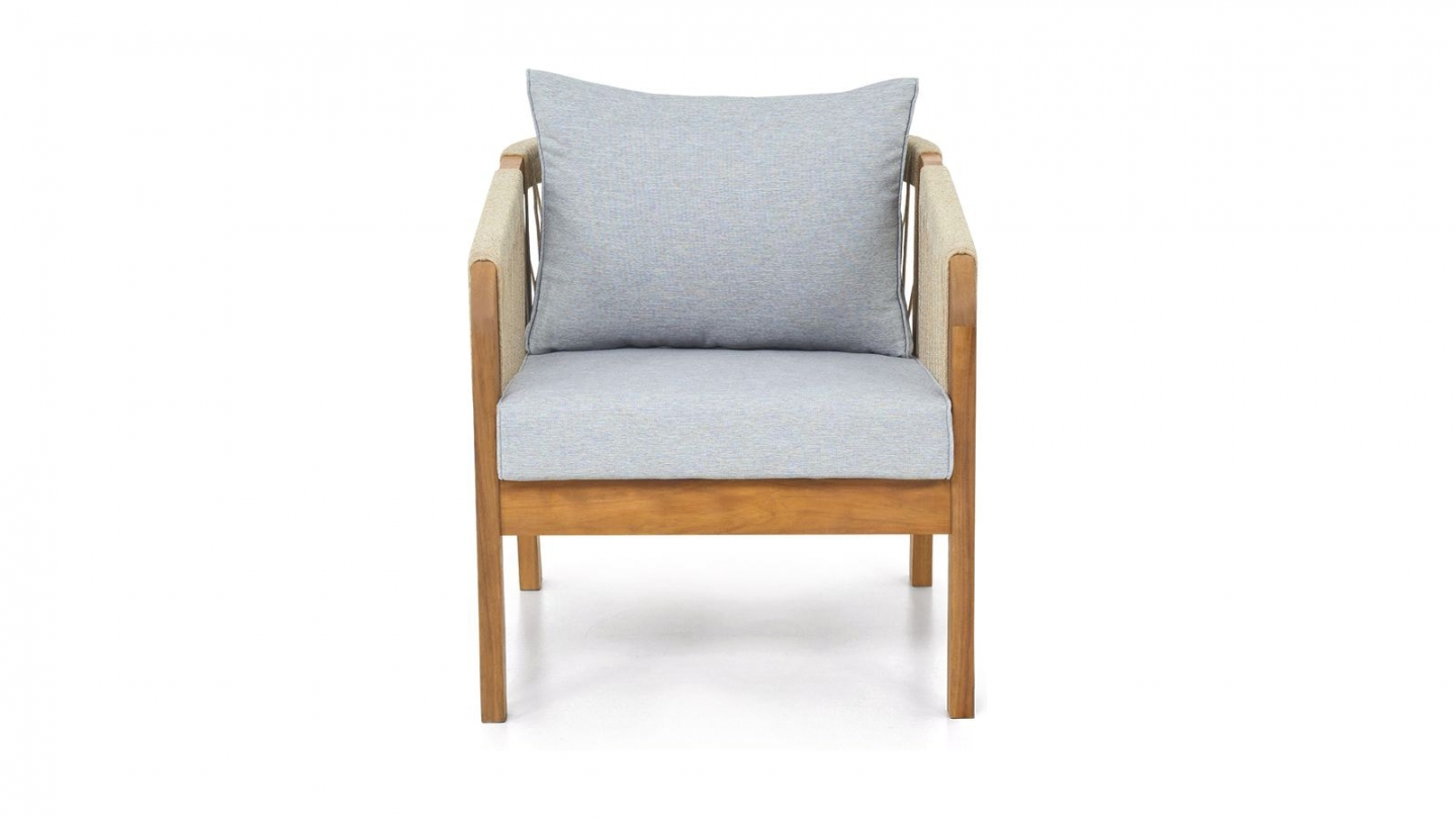 Salon de jardin 4 places en bois FSC - 4 fauteuils et table basse - Symi