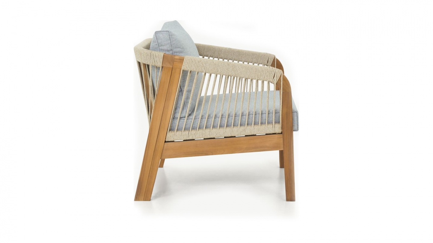Salon de jardin 4 places en bois FSC - 4 fauteuils et table basse - Symi