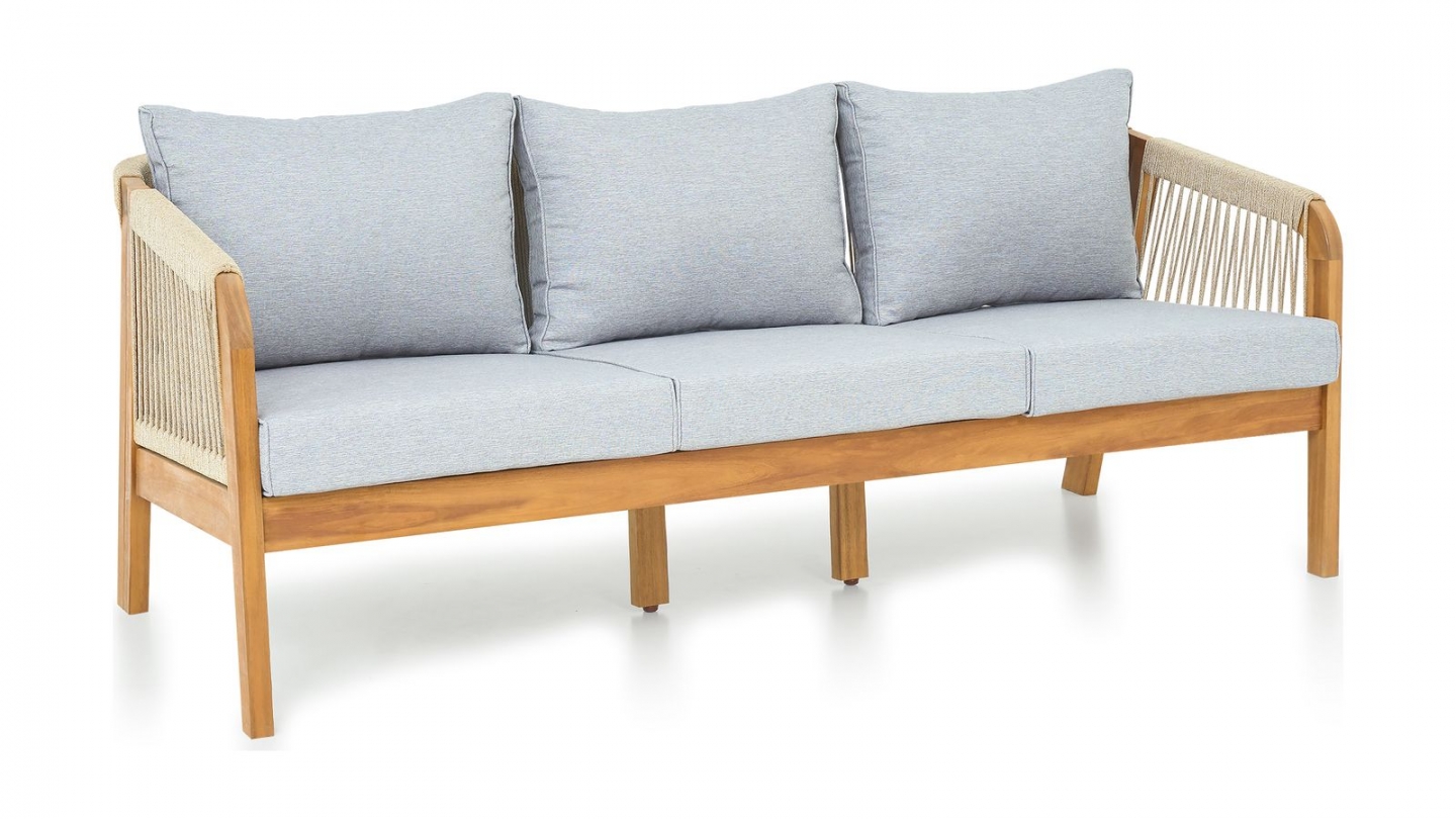 Salon de jardin 6 places en bois FSC - 2 canapes 3 pl. et table basse - Symi