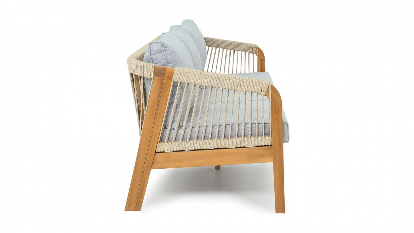 Salon de jardin 6 places en bois FSC - 2 canapes 3 pl. et table basse - Symi