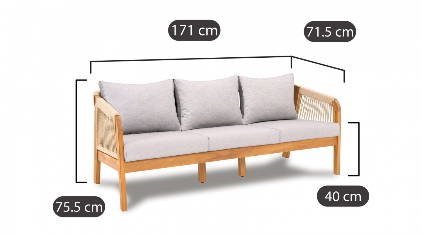 Salon de jardin 8 places en bois FSC - 2 Canapés 3 pl. , 2 fauteuils et table basse - Symi