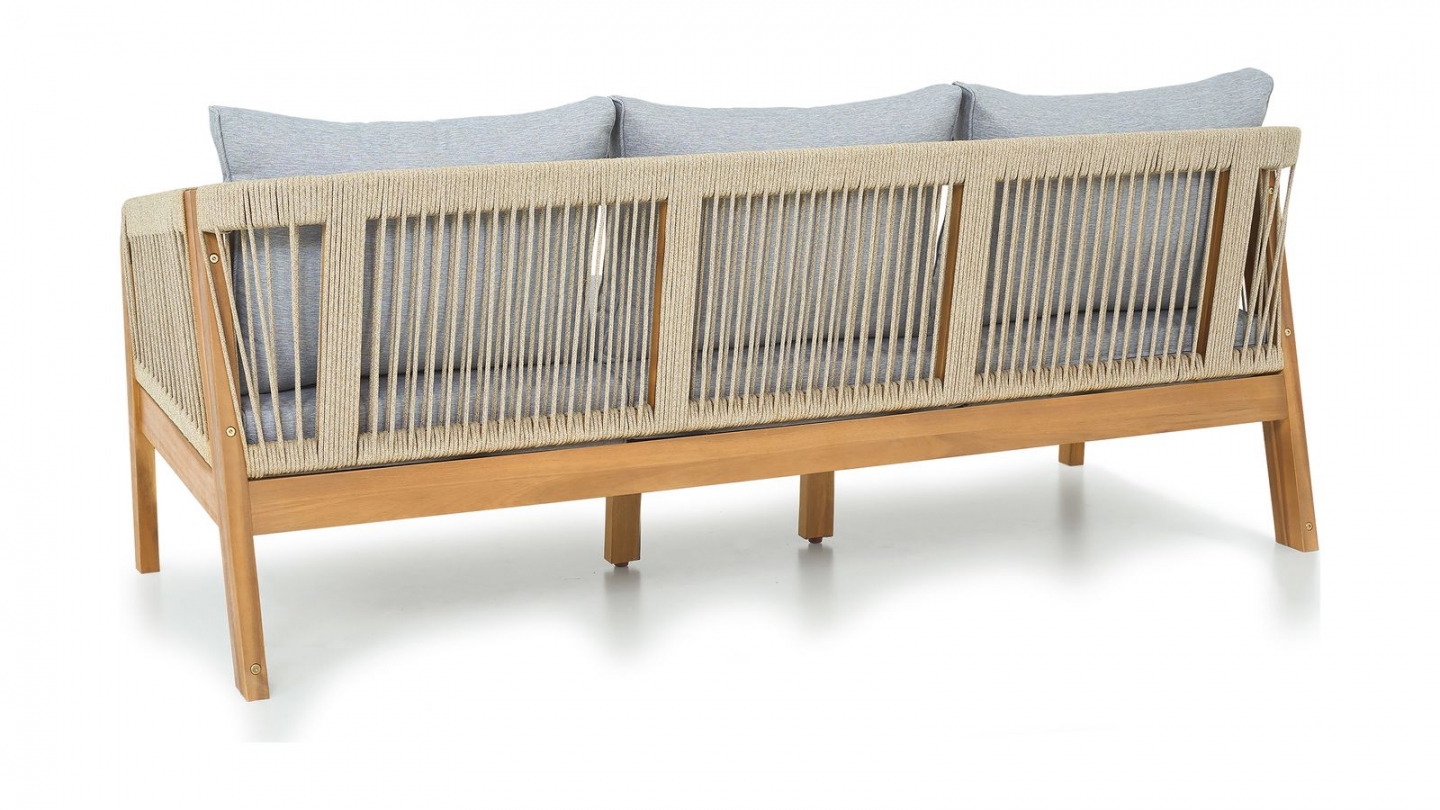 Salon de jardin 8 places en bois FSC - 2 Canapés 3 pl. , 2 fauteuils et table basse - Symi
