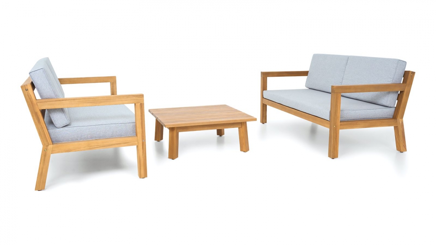 Salon de jardin 4 places en bois FSC - 2 Canapés 2 pl. et table basse - Palau