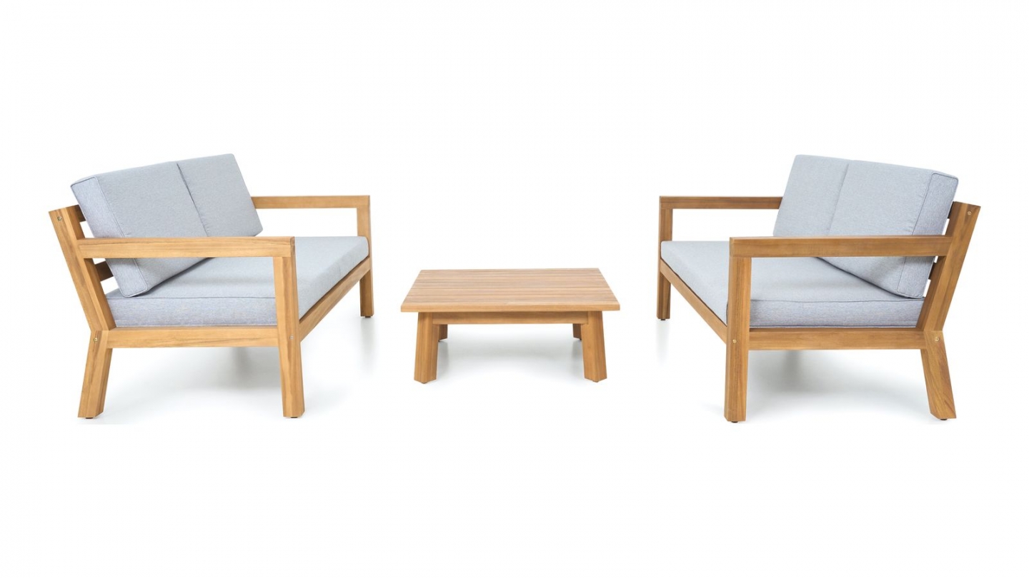 Salon de jardin 4 places en bois FSC - 2 Canapés 2 pl. et table basse - Palau