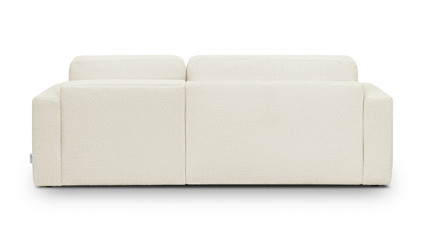 Canapé d'angle réversible convertible 4 places avec coffre de rangement en tissu bouclé beige - Davis