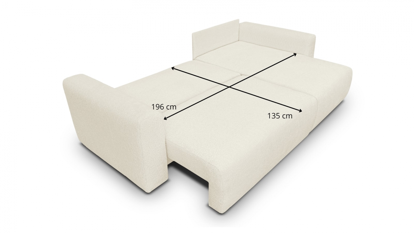 Canapé d'angle réversible convertible 4 places avec coffre de rangement en tissu bouclé beige - Davis