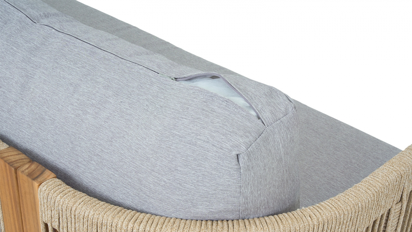 Salon de jardin d'angle 5 places en bois FSC - coussins gris chiné - Praia