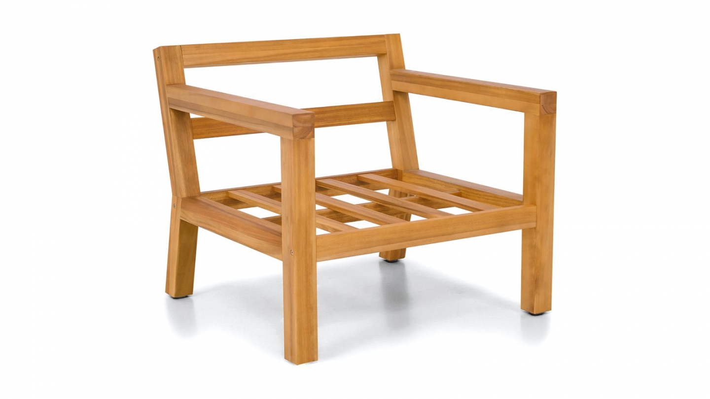 Fauteuil de jardin en bois FSC - coussins gris chiné - Palau