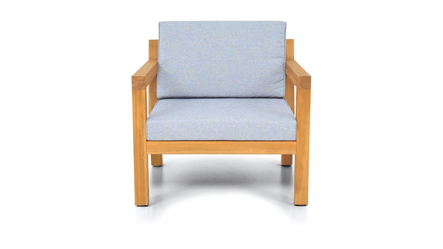 Fauteuil de jardin en bois FSC - coussins gris chiné - Palau
