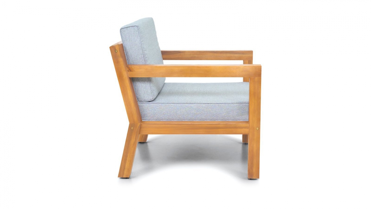 Fauteuil de jardin en bois FSC - coussins gris chiné - Palau