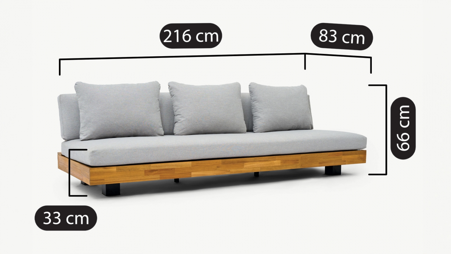 Salon de jardin 5 places en bois FSC - Coussins gris chine - Capri