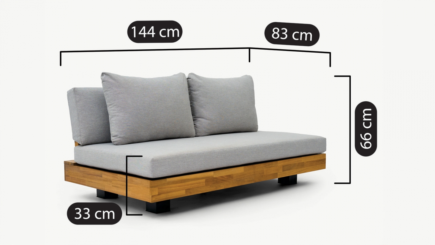 Salon de jardin 5 places en bois FSC - Coussins gris chine - Capri