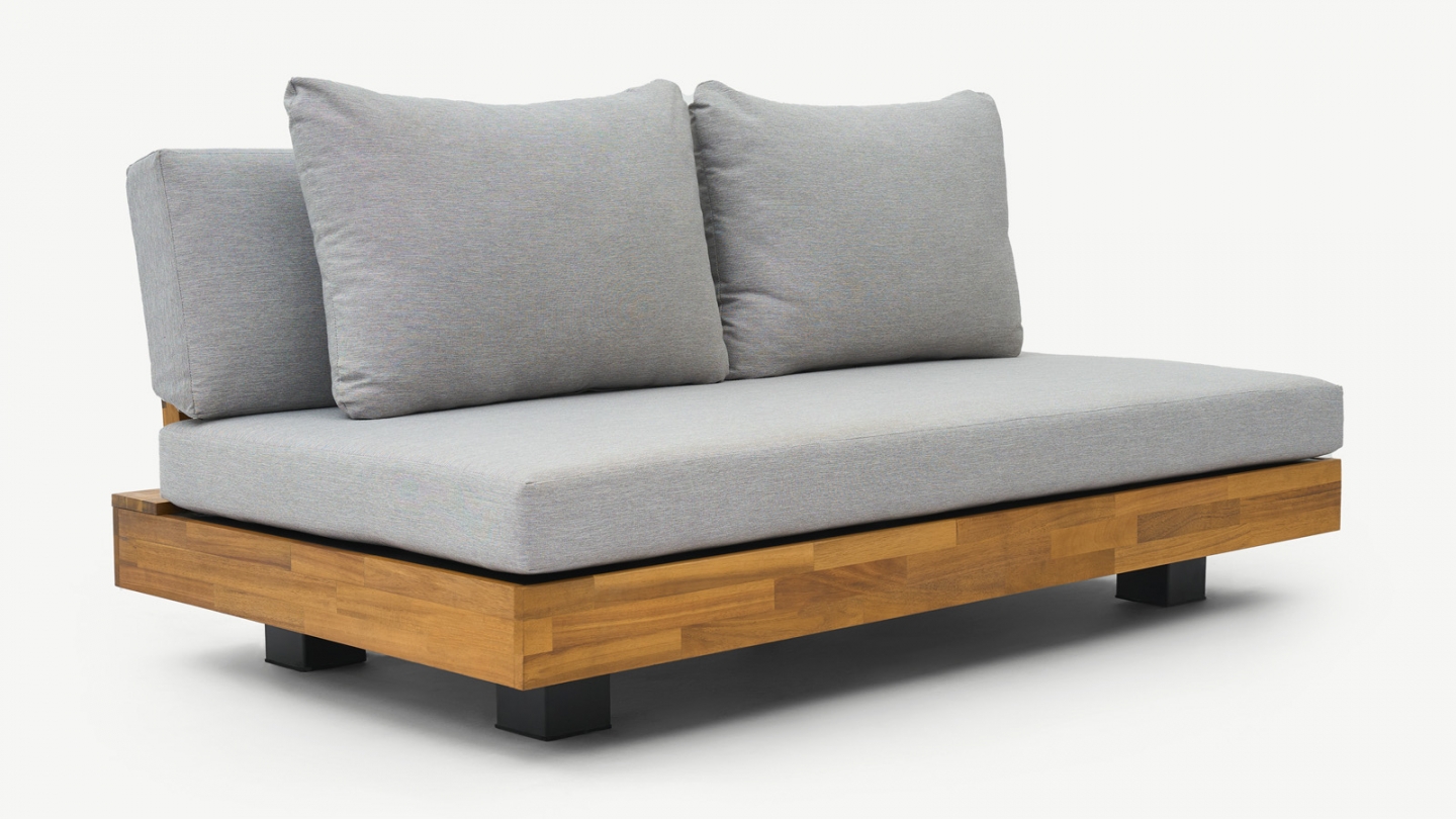 Salon de jardin 5 places en bois FSC - Coussins gris chine - Capri