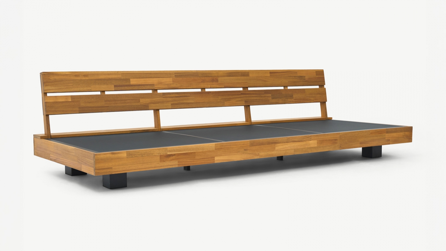 Salon de jardin 5 places en bois FSC - Coussins gris chine - Capri